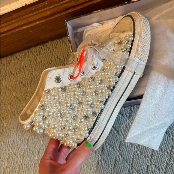 Pearl embellished hi tops - Picture 1 of 9
